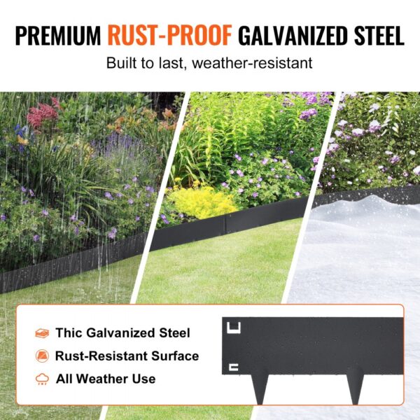 premium rust-proof galvanized steel garden borders featuring VEVOR steel landscape edging, durable in all weather.