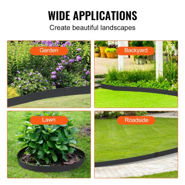 VEVOR steel landscape edging for garden, backyard, lawn, and roadside applications. create beautiful landscapes.