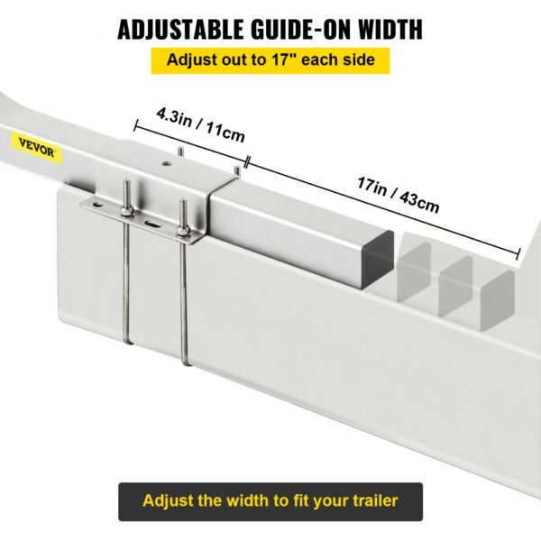 VEVOR adjustable guide-on width, extends 17in/43cm each side for trailers.