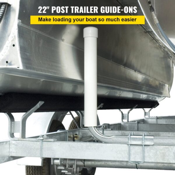 VEVOR boat trailer guide-ons helping to load a boat with 22" post support for easier docking.