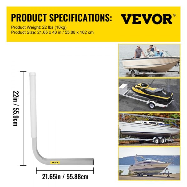 VEVOR boat trailer guide-ons with product dimensions 21.65x40 in for easy boat alignment and loading.