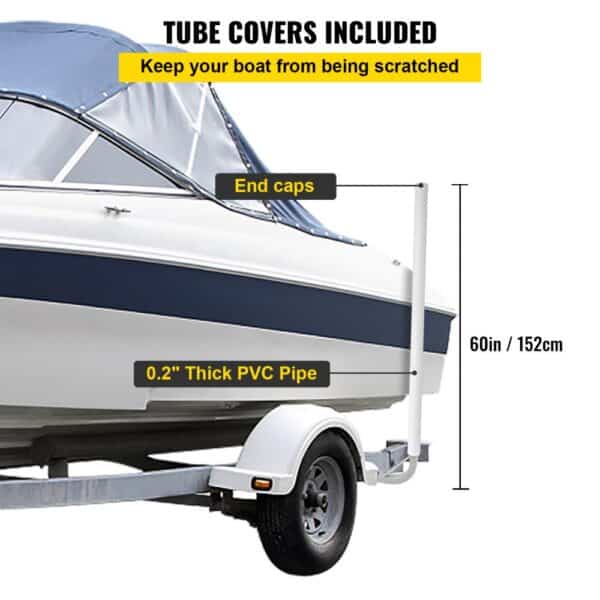 VEVOR boat trailer guide-on with 60in pvc pipe and protective end caps to prevent boat scratches.