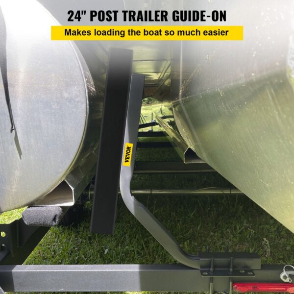 VEVOR boat trailer guide with 24" post makes loading the boat easier, shown with boat hull and guide-on.