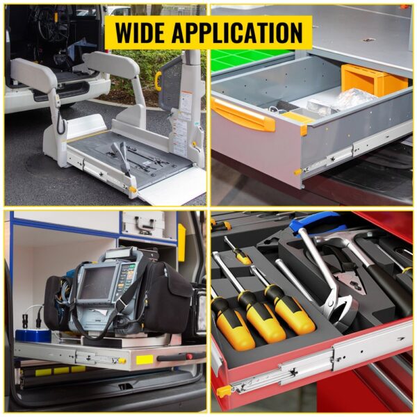 VEVOR heavy duty drawer slides for versatile vehicle storage and equipment organization.