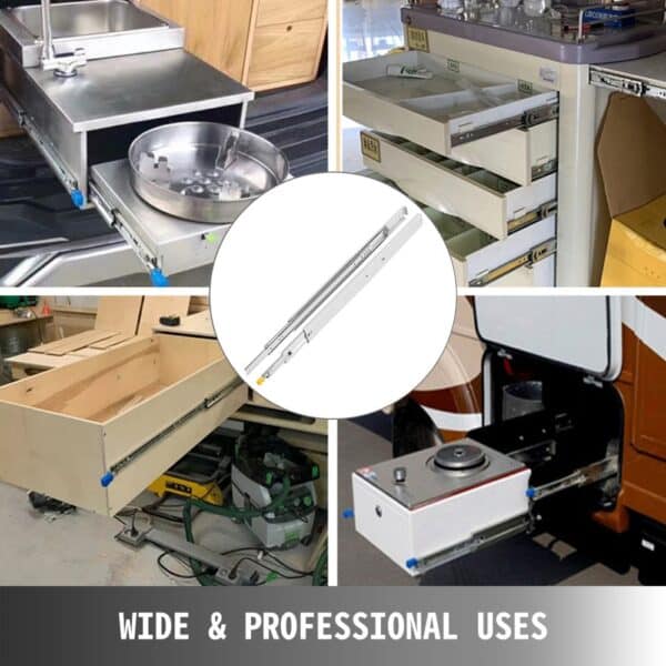 VEVOR heavy duty drawer slides used in various applications, showcasing versatility.