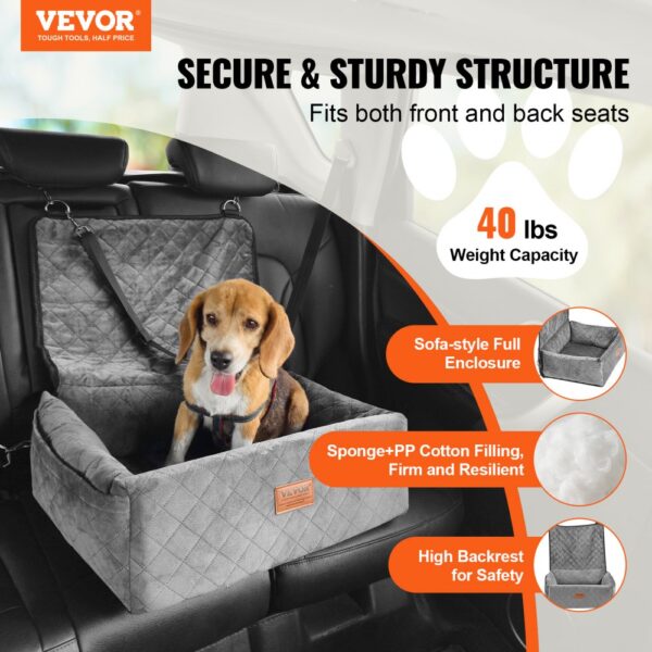 VEVOR Dog Booster Car Seat Pet Car Seat for Small Medium Dog up to 40 lbs Gray