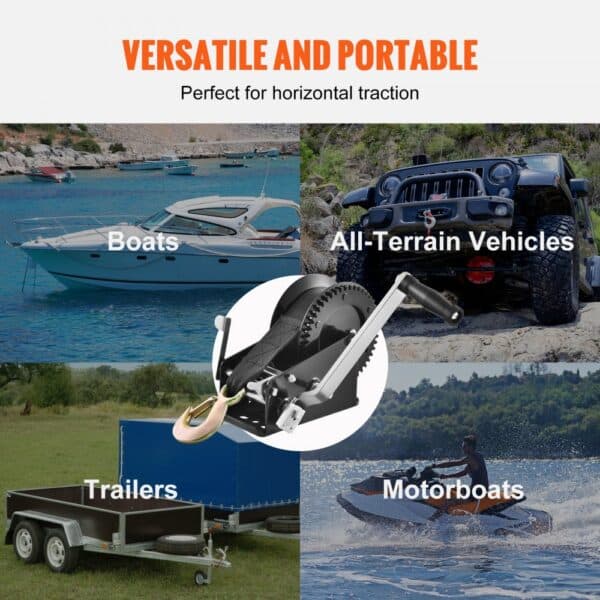 VEVOR hand winch for boats, trailers, motorboats, and all-terrain vehicles. versatile and portable.