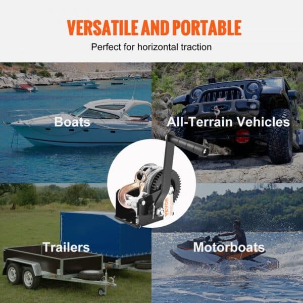 VEVOR boat trailer winch for boats, trailers, motorboats, all-terrain vehicles. versatile and portable.