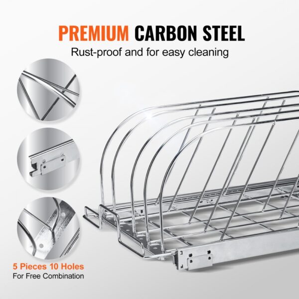 VEVOR pan and pot rack made of premium carbon steel, rust-proof, easy to clean, 5 pieces, 10 holes.