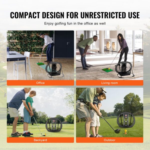 VEVOR golf chipping net, ideal for office, living room, backyard, and outdoor golfing fun.