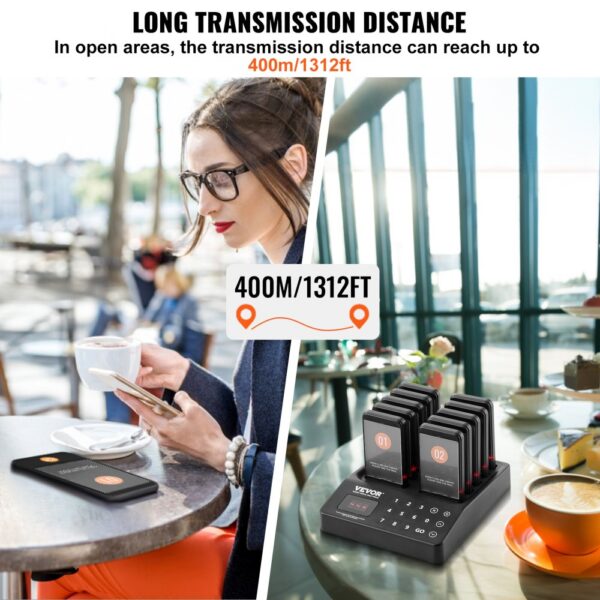 VEVOR Restaurant Wireless Pager System 20 Call Coasters Guest Queuing Calling