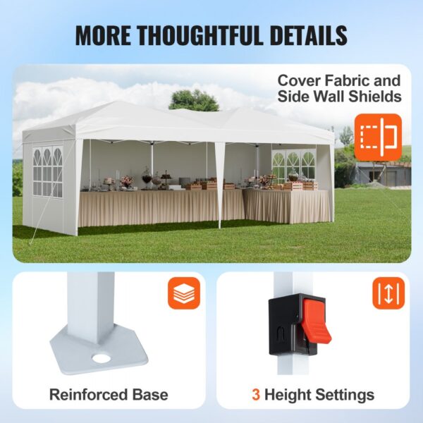 VEVOR Pop Up Canopy Tent 10' x 20' Sun Shelter Outdoor Gazebo with Sidewalls