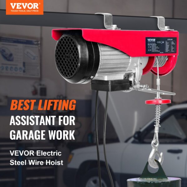 VEVOR Electric Hoist, 1320 lbs Lifting Capacity, 1150W 220V Electric Steel Wire Winch with 14ft Wired Remote Control, 40ft Single Cable Lifting Height & Pure Copper Motor, for Garage Warehouse Factory