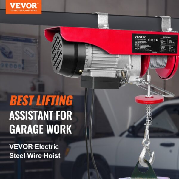 VEVOR Electric Hoist, 550 lbs Lifting Capacity, 510W 220V Electric Steel Wire Winch with 14ft Wired Remote Control, 40ft Single Cable Lifting Height & Pure Copper Motor, for Garage Warehouse Factory