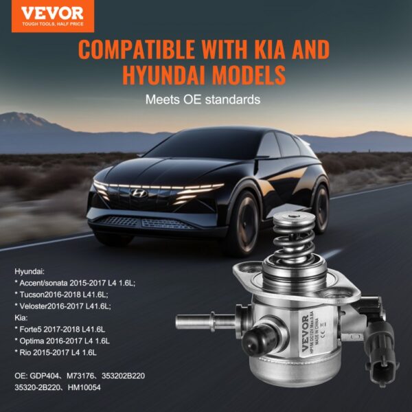 VEVOR High-Pressure Fuel Pump 50-80 L/h Flow Rate 0.5 Mpa Pressure for Hyundai Accent/Sonata Tucson Veloster Kia Rio