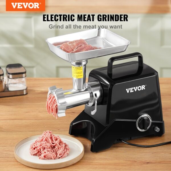 VEVOR Electric Meat Grinder, 419 Lb/H Capacity, 575W（1100W MAX) Industrial Meat Mincer w/ 2 Blade, 3 Grinding Plates, Sausage Maker Die-cast Aluminum Commercial Meat Grinder, ETL Listed