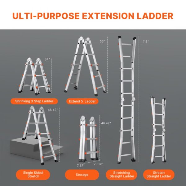 VEVOR Telescoping Ladder A Frame 9.5 FT Extension Multi-Function for Homework