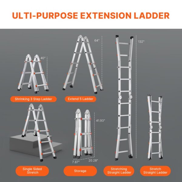 VEVOR Telescoping Ladder A Frame 10 FT Extension Multi-Function for Homework