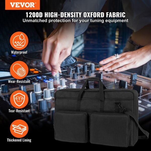 VEVOR dj mixer bag with heavy-duty oxford fabric, waterproof, wear-resistant, tear-resistant.