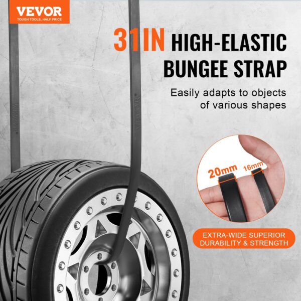 VEVOR 50 Pcs Flat Bungee Cord Set 19.8 mm Heavy Duty Bungee Straps with S-Hook