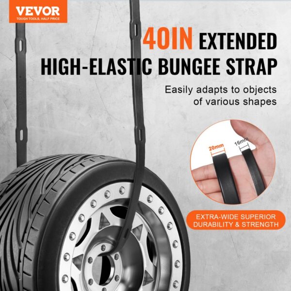 VEVOR 4 Pcs Flat Bungee Cord Set 20 mm Heavy Duty Bungee Straps with S-Hook 40"