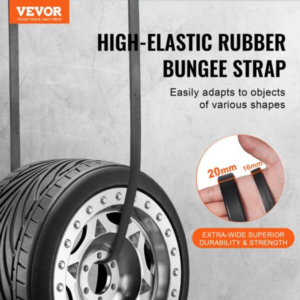 VEVOR 20 Pcs Flat Bungee Cord Set 20 mm Heavy Duty Bungee Straps with S-Hook