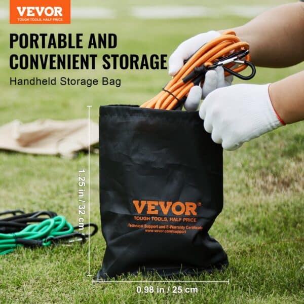 VEVOR 30 Pcs Bungee Cords Set 8mm Heavy Duty Bungee Straps with Steel Carabiners