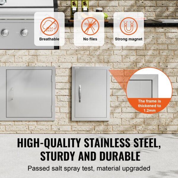 high-quality stainless steel VEVOR bbq access door with breathable, fly-proof, and strong magnet features.