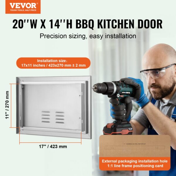 VEVOR bbq access door 20''w x 14''h with precision sizing for easy installation.