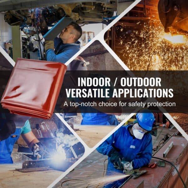 VEVOR welding screen in use for versatile indoor and outdoor safety applications, showcasing welding tasks.