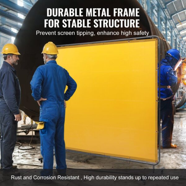 VEVOR welding screen with metal frame in an industrial setting, ensuring safety and durability.