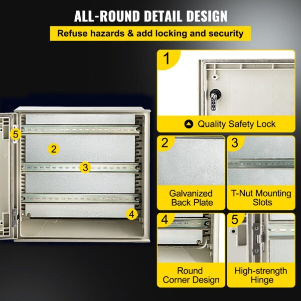 VEVOR nema 4x electrical enclosure features detailed design components.