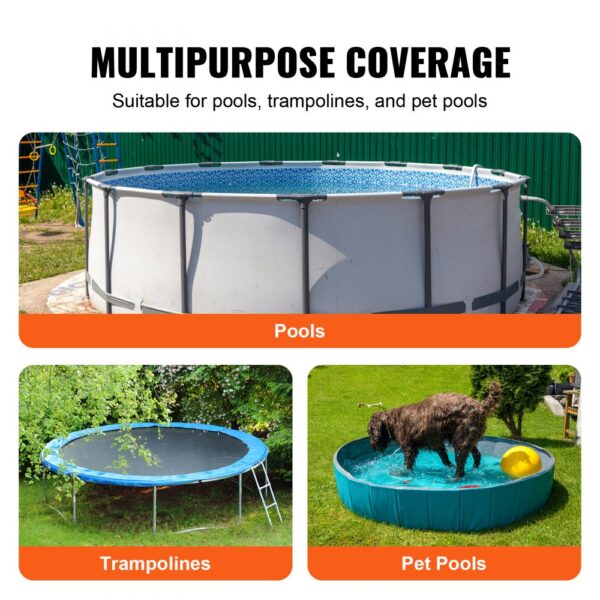 multipurpose coverage for pools, trampolines, and pet pools with VEVOR pool cover.