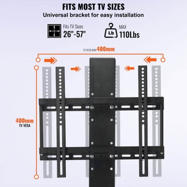 VEVOR Motorized TV Lift Stroke Length 28 Inches Motorized TV Mount Fit for 26-57 Inch TV Lift with Remote Control Height Adjustable 28 Inch Load Capacity 132 Lbs