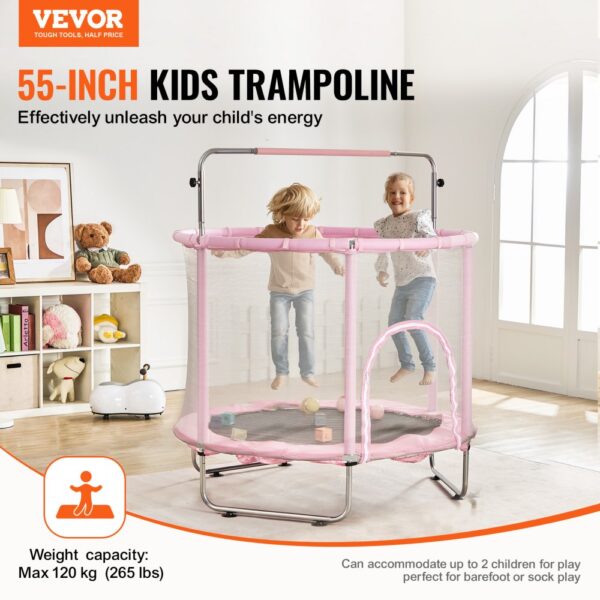 VEVOR 55" Trampoline for Kids Mini Toddler Trampoline with Net Indoor Outdoor