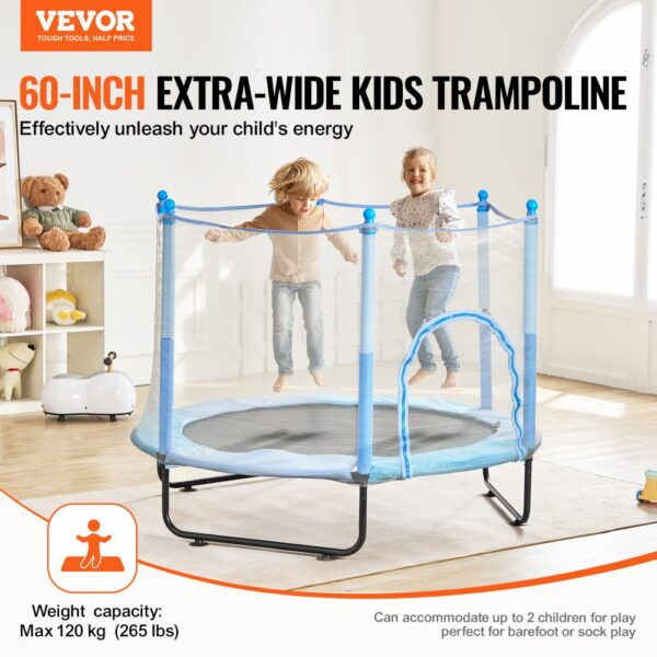 VEVOR 60" Trampoline for Kids Mini Toddler Trampoline with Net Indoor Outdoor