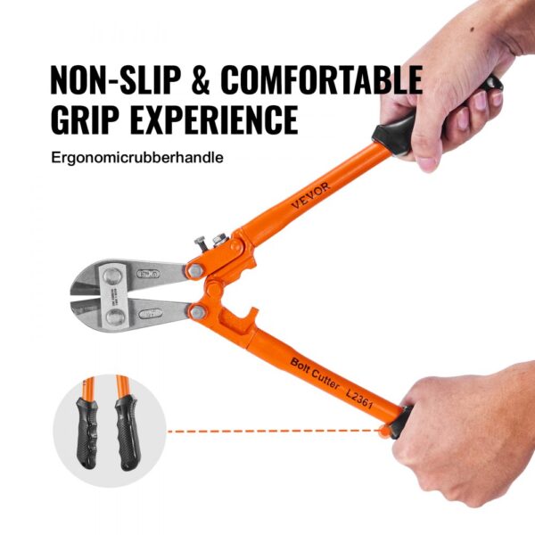 VEVOR Bolt Cutter, 14" Lock Cutter, Bi-Material Handle with Soft Rubber Grip, Chrome Molybdenum Alloy Steel Blade, Heavy Duty Bolt Cutter for Rods, Bolts, Wires, Cables, Rivets, and Chains