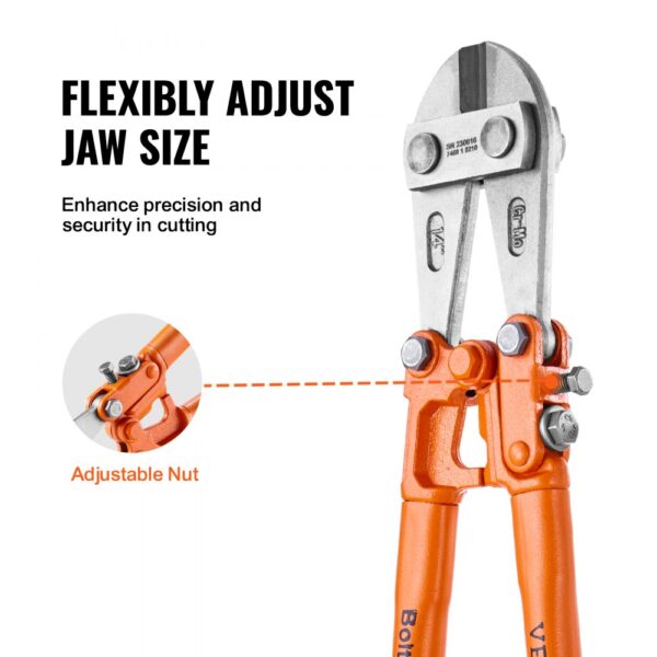VEVOR Bolt Cutter, 14" Lock Cutter, Bi-Material Handle with Soft Rubber Grip, Chrome Molybdenum Alloy Steel Blade, Heavy Duty Bolt Cutter for Rods, Bolts, Wires, Cables, Rivets, and Chains