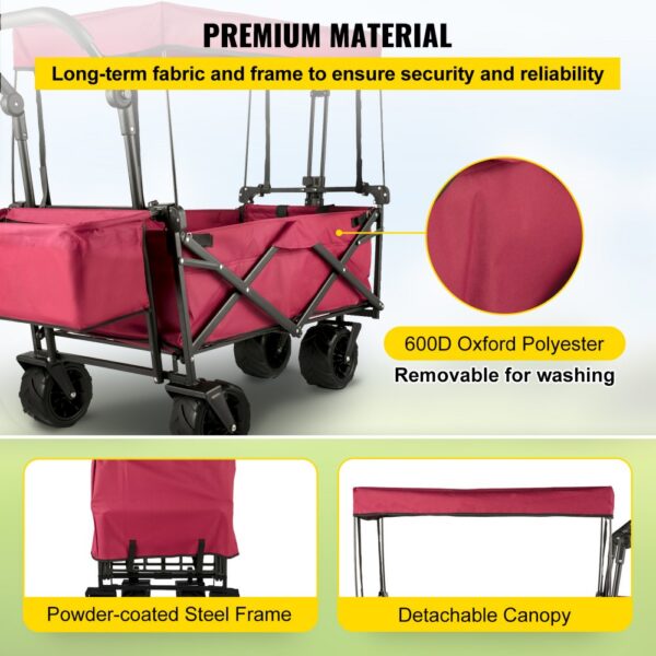 VEVOR garden cart with removable 600d oxford polyester fabric and detachable canopy.