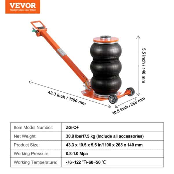 VEVOR Air Jack 3 Ton/6600 lbs Pneumatic Jack with Heightened Column for Sedan