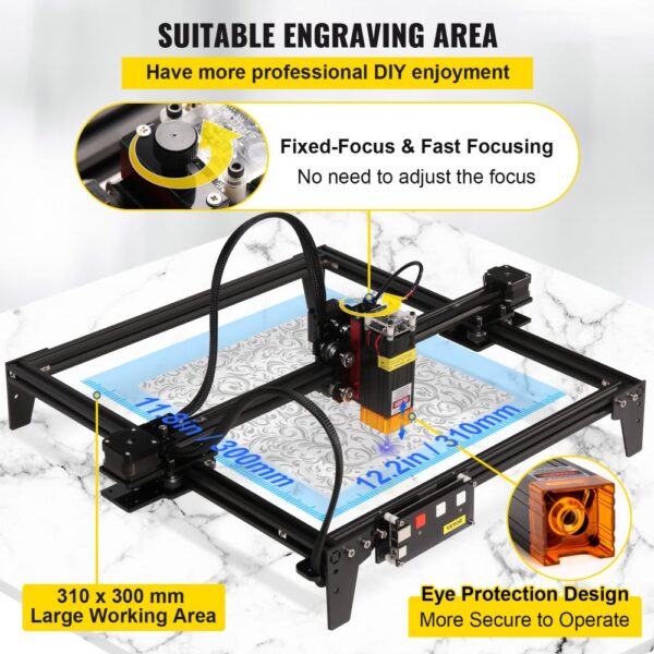 VEVOR Desktop Laser Engraver 12.2"x11.8" Large Engraving Area 5.5W Laser Power