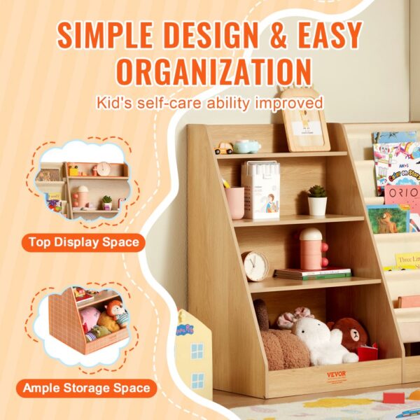 VEVOR kids bookshelf with simple design, ample storage space, and top display area for organization.