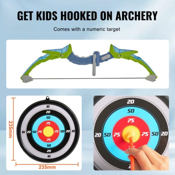 VEVOR kids bow and arrow set with colorful numeric target, perfect for young archery enthusiasts.