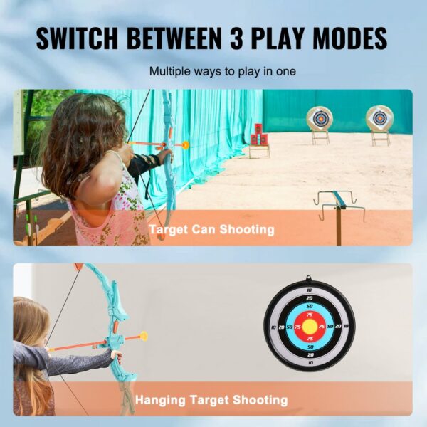 VEVOR kids archery set with 3 play modes: target can shooting and hanging target shooting.