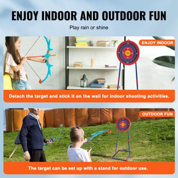 enjoyable indoor and outdoor activities with the VEVOR kids archery set, featuring detachable targets.