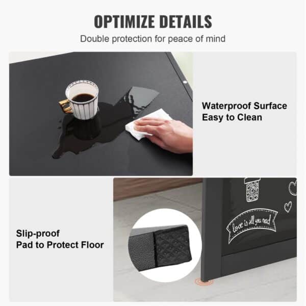 VEVOR wall mounted desk with waterproof surface and slip-proof pad for floor protection.