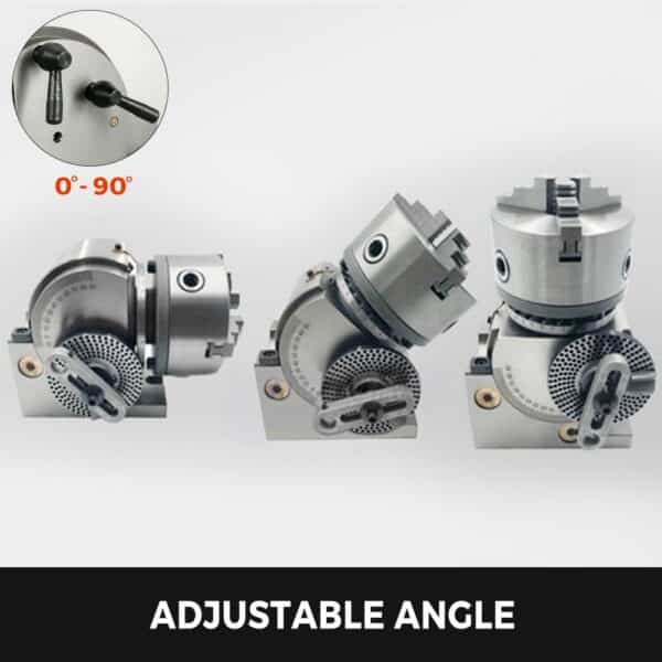 VEVOR Dividing Head 4 Inch Indexing Head Milling 100MM Semi-Universal Dividing Head 4 Inch 3 jaw Chuck Dividing Head Set with Index Plates and Tailstock for Precision rotary table