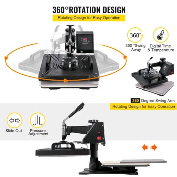 VEVOR Heat Press 6 in 1 Heat Press Machine 38x30cm T-shirt Press Mug Printing Machine Multifuctional Heat Transfer Machine for T-shirt Mug Hat Plate Sublimation Printing