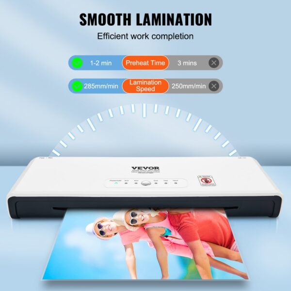 VEVOR Laminator, 13-inch Laminating Machine, 4 Rollers Hot and Cold Thermal Laminator, Quick Warm-up, Fast Laminating Machine with 3 mil Lamination Films for Home, Office, School