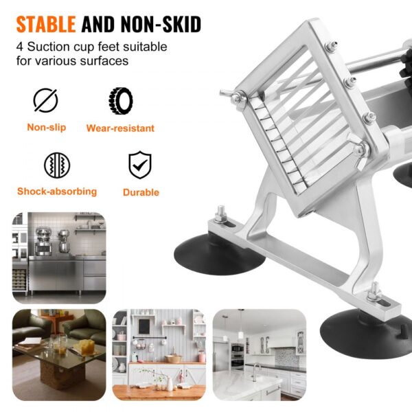 VEVOR vegetable slicer with suction cup feet ensures stability on various surfaces, making it non-slip and durable.